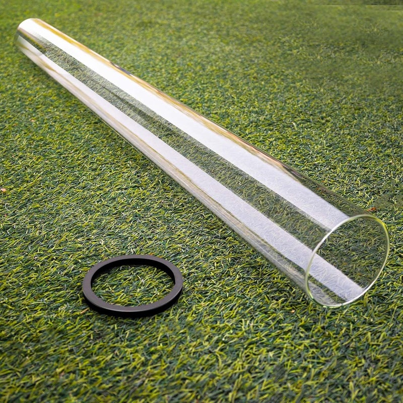 REEPLAR Patio Heater Glass Tube Replacement,49.5" Tall 4" Diameter with Silicone Connecting Ring Compatible with Four-Sided Pyramid Flame Outdoor Heater, Glass Tube Patio Heater for Hiland, Fire Sense - Image 1